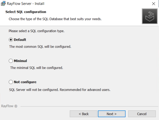 05_RayFlowServerInstall_SelectSQLConfiguration
