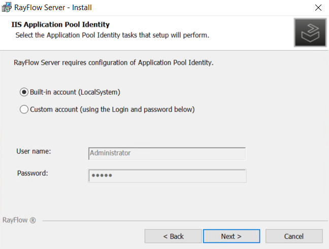 08_RayFlowServerInstall_IISApplicationPoolIdentity