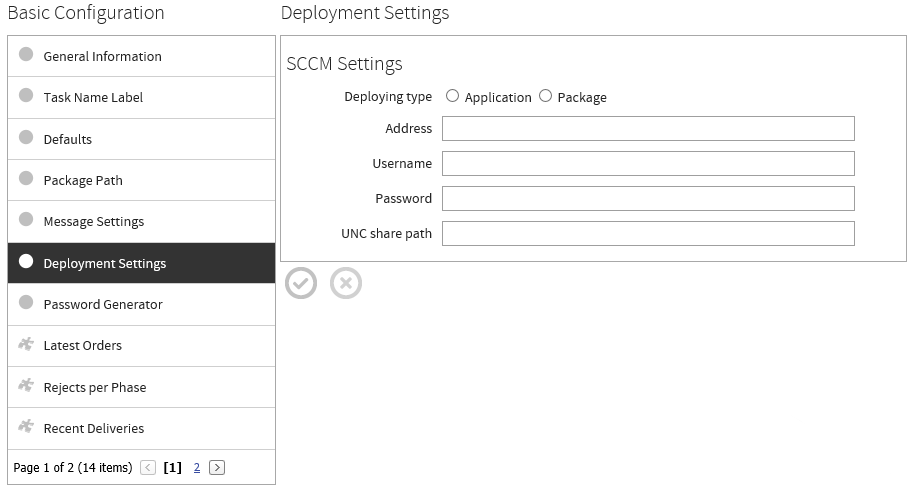 Basic Configuration Deployment Settings