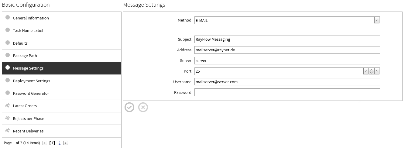 Basic Config Message Settings