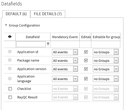 Config Phases Datafields