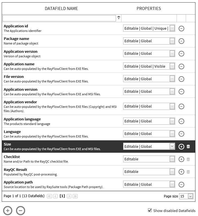 Disabled Datafields