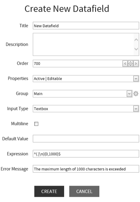 Datafield Creation