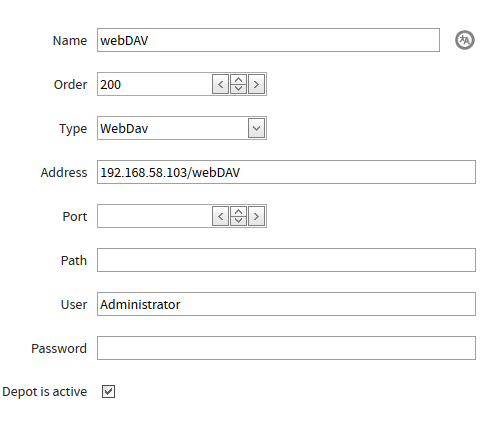 Config webDAV Depot