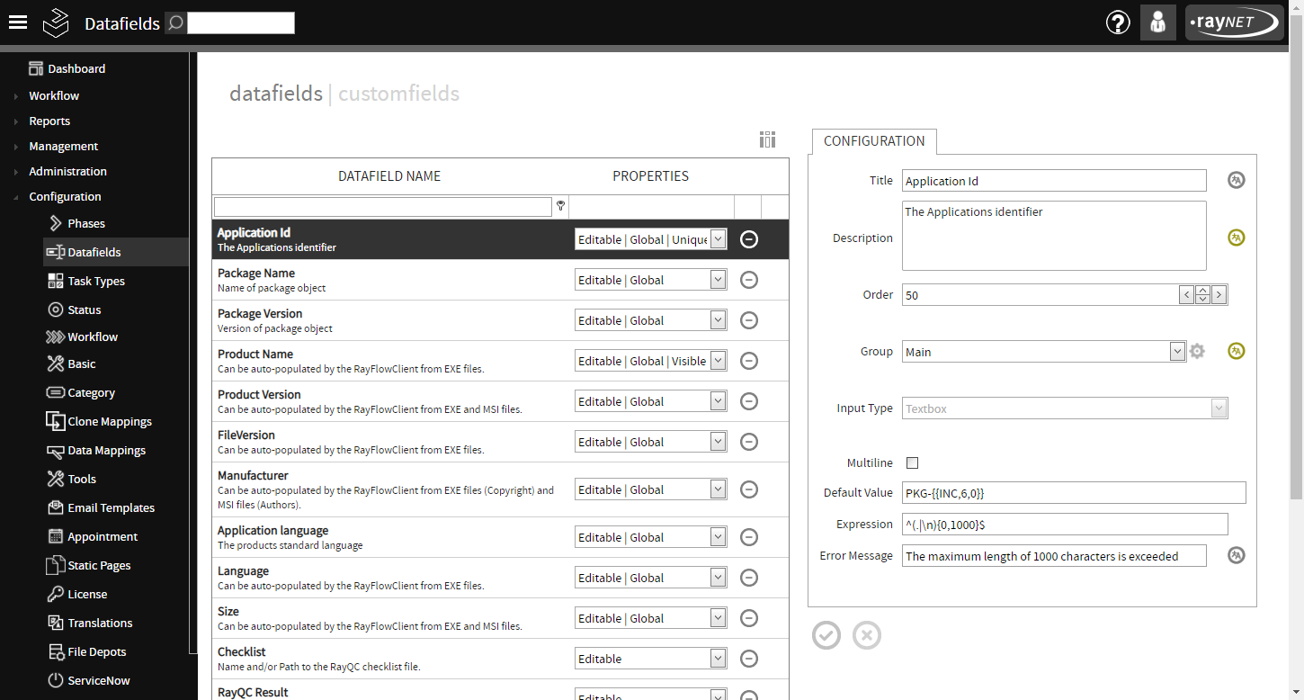 Configuration Datafield Dashboard