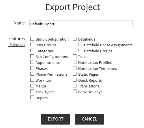 Export Default Project