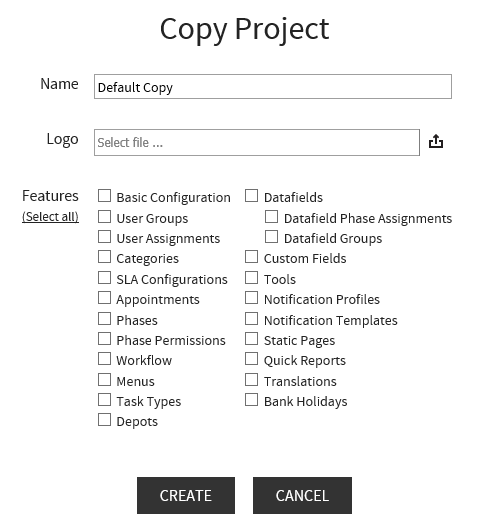 Copy Default Project