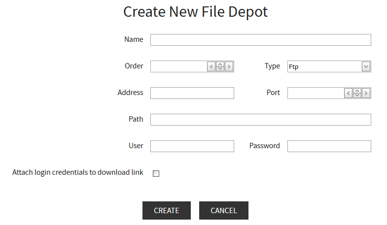 Create new FTP Depot