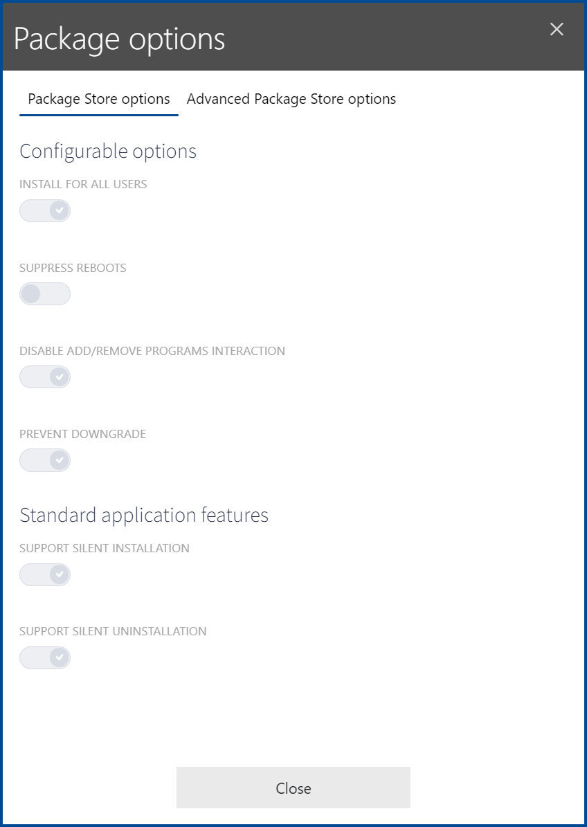 ApplicationsShowOptionsPackageOptions