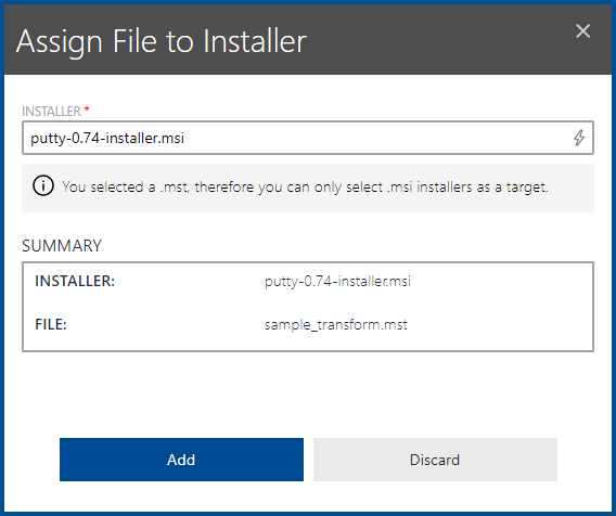 AssignFileToInstaller