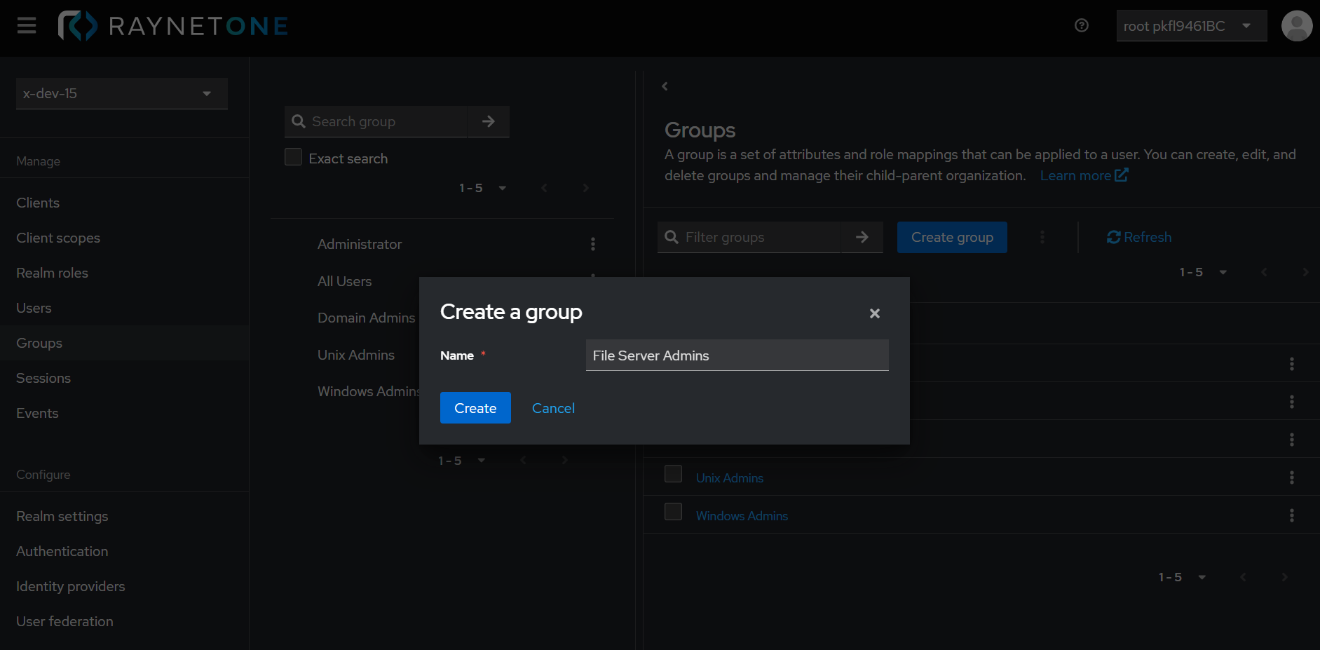 RaynetOne_UserGroups_CreateAGroupParent