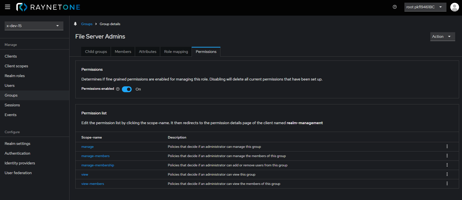RaynetOne_UserGroups_GroupDetails_PermissionsKeyCloak_Enabled