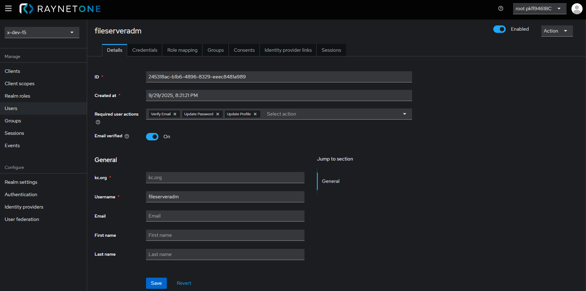 RaynetOne_UserDetailsUser