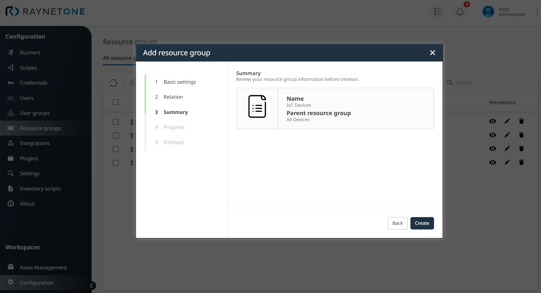 RaynetOne_ResourceGroups_AddResourceGroup_3Summary