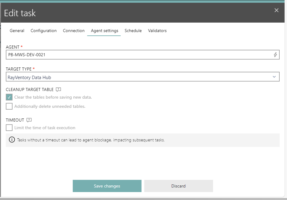 RR4184 Agent settings in Edit task wizard