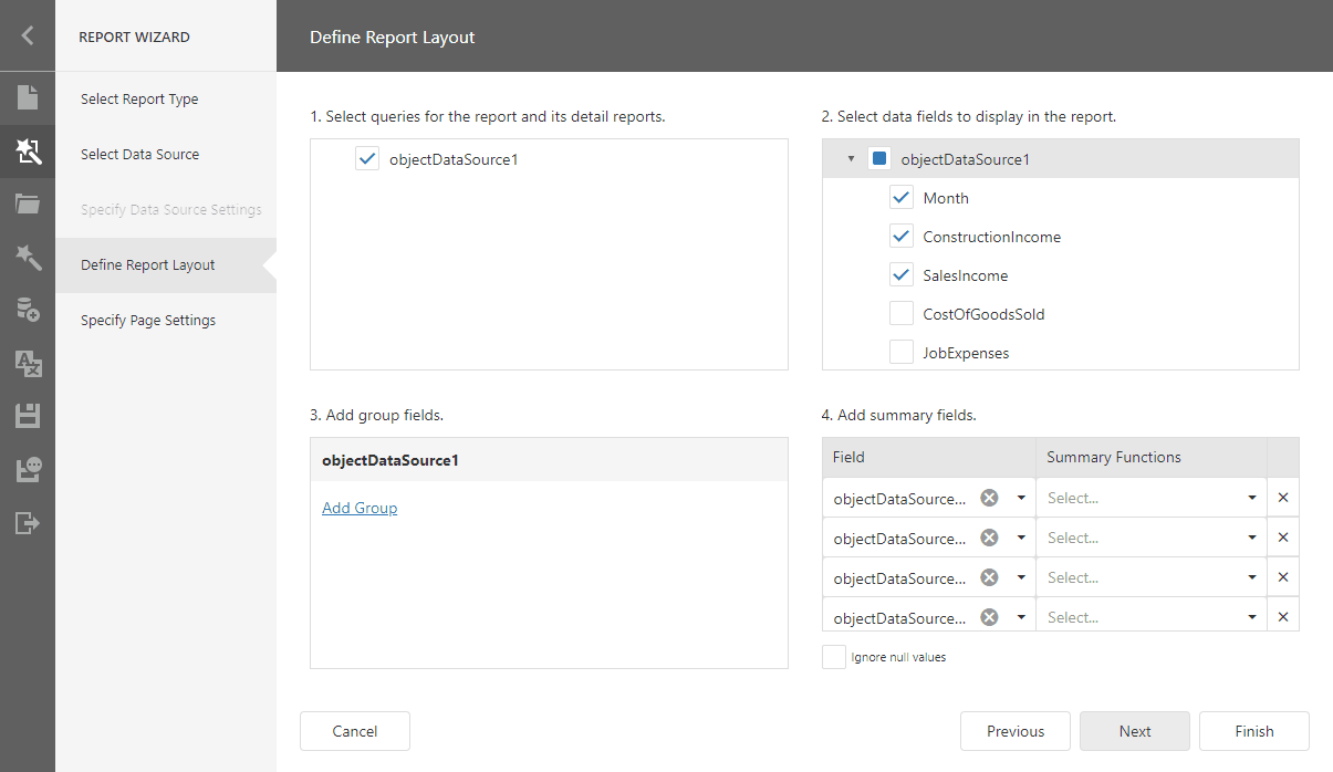 VerticalReportsDefineReportLayout