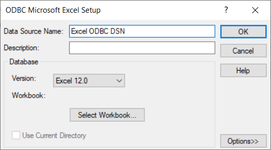 ODBCMicrosoftExcelSetup