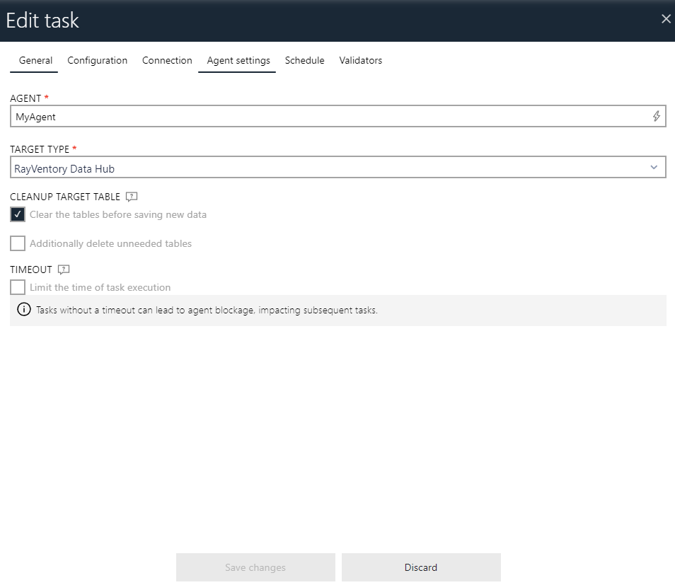 RR4184 Agent settings in Edit task wizard