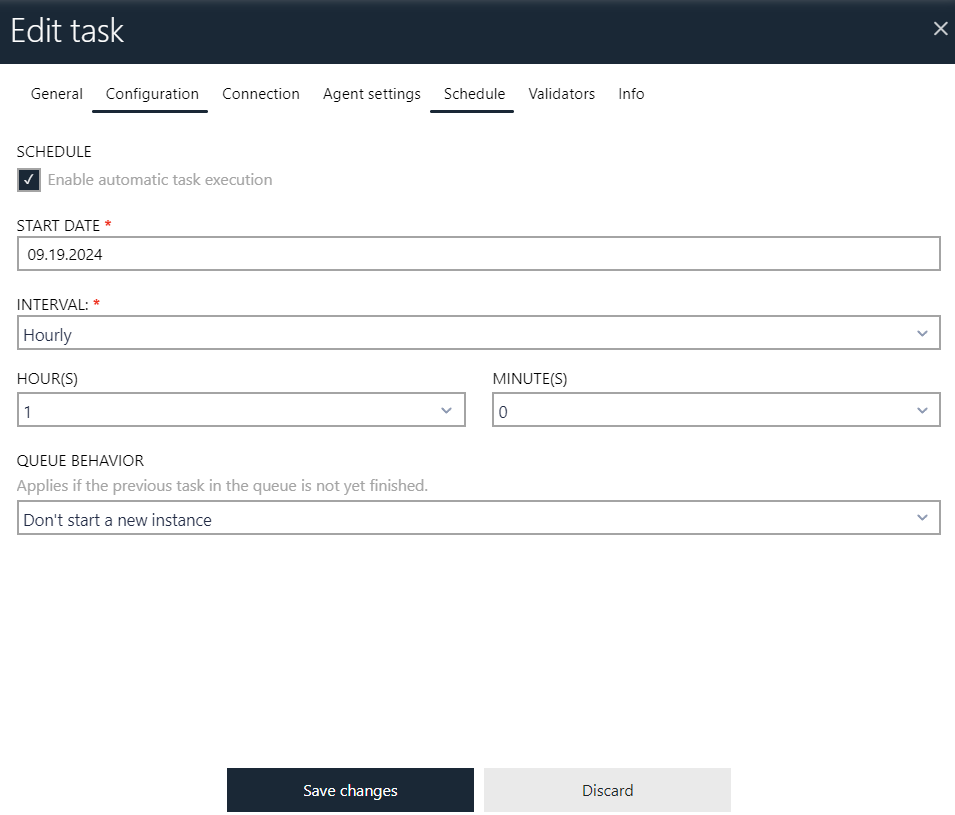 RayVentory DataHub task schedule