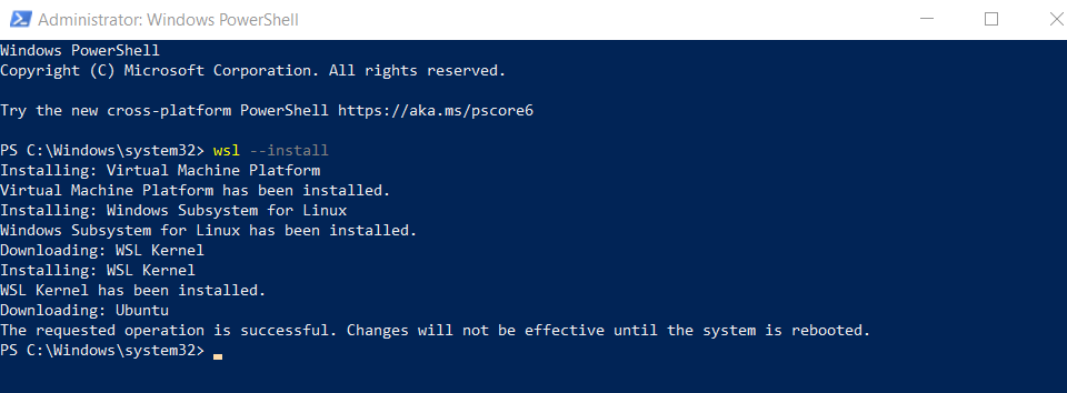 Powershell wsl installation