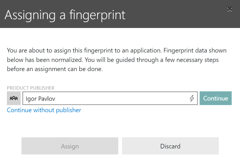 AssignFingerprintPublisher