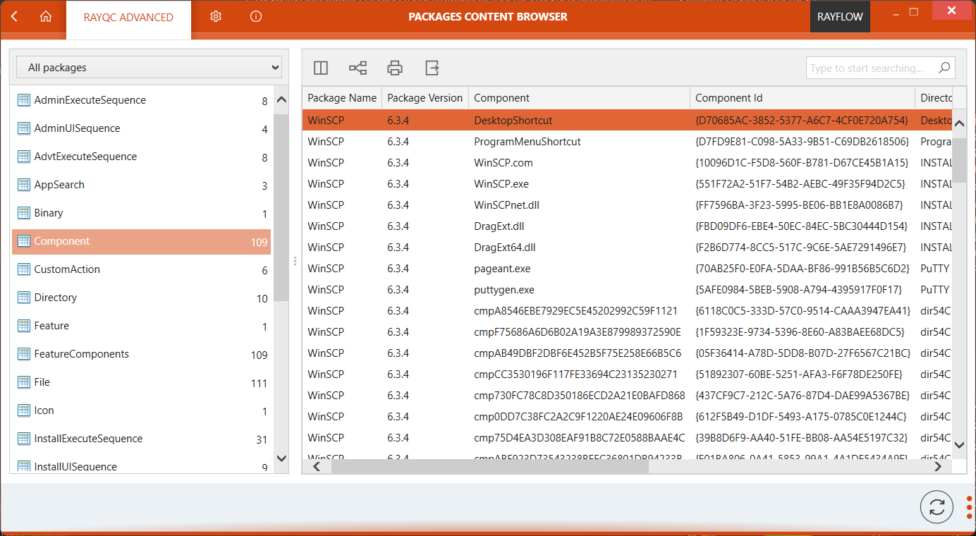 Package Content Browser (for all packages) is now available. It is similar to the PackDesigner table viewer in RayPack.