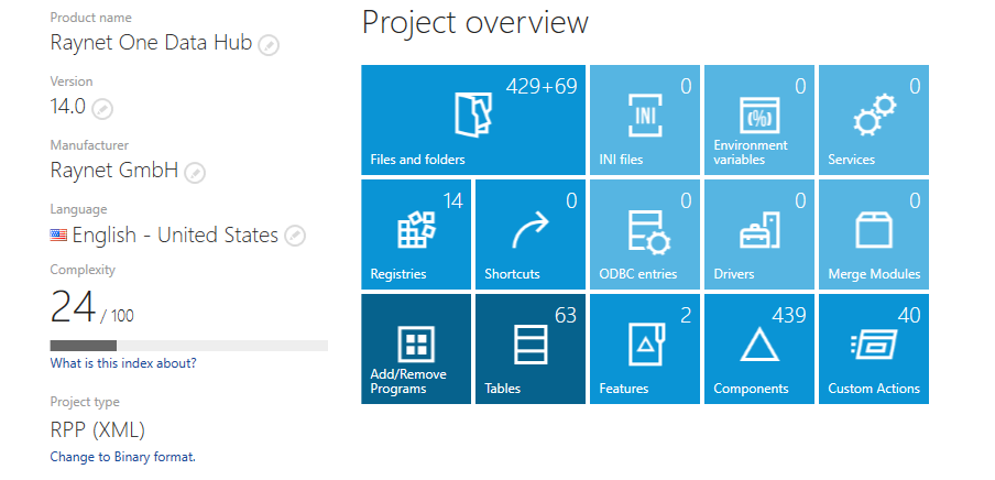 RPP project in XML mode. There is a button to switch to a binary mode instead.