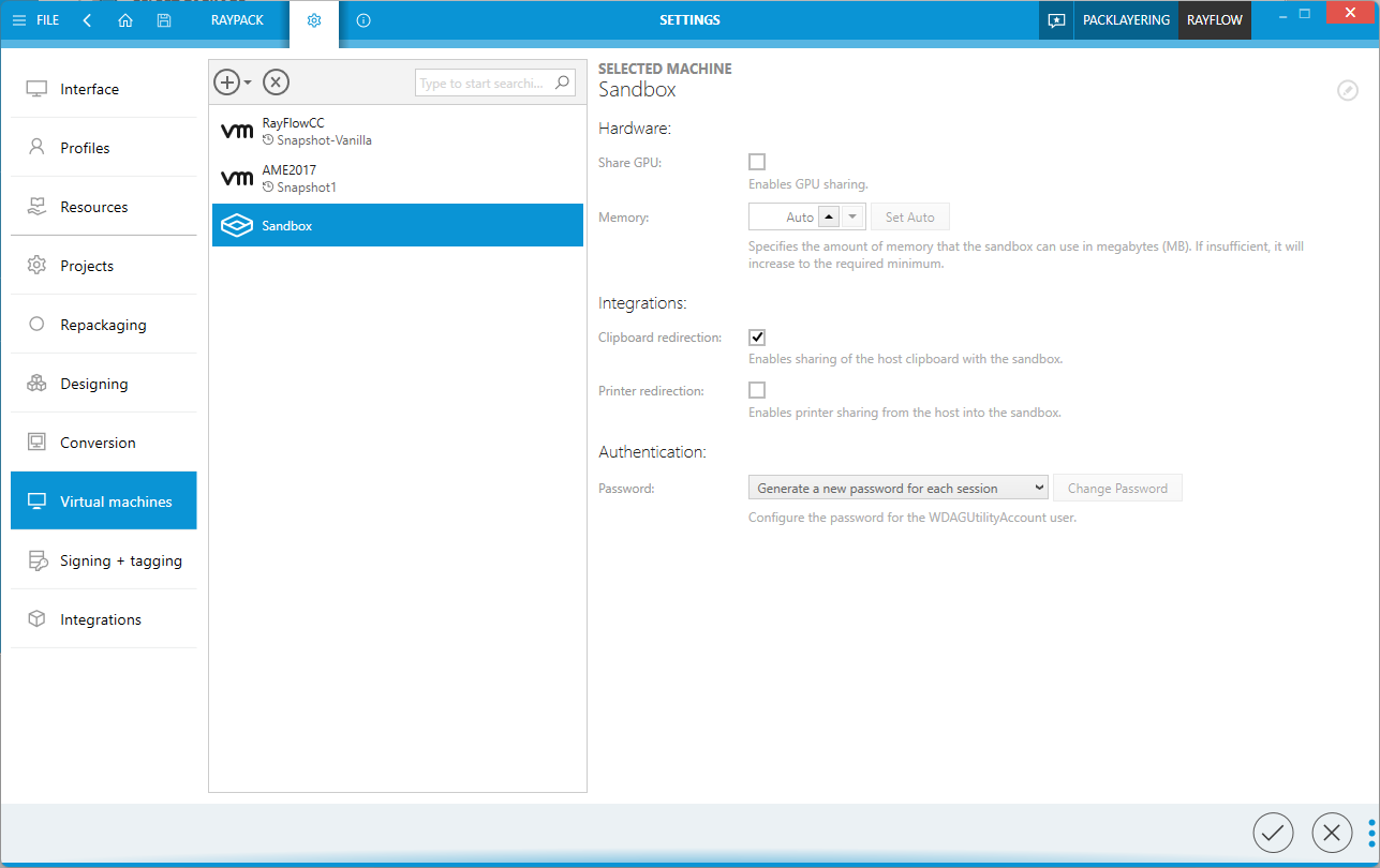 Sandbox is now available as a possible repackaging target. This setting is used by many components, including PackRecorder, PackBot, PackTailor, etc.