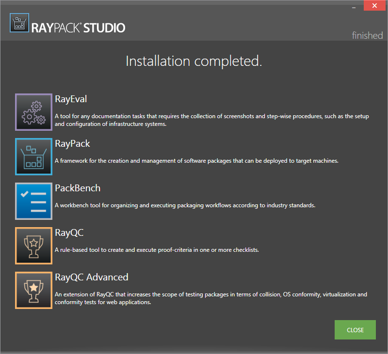 Die Seite 'Abgeschlossen'