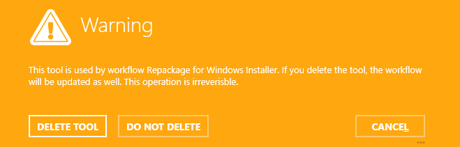 warning delete tool
