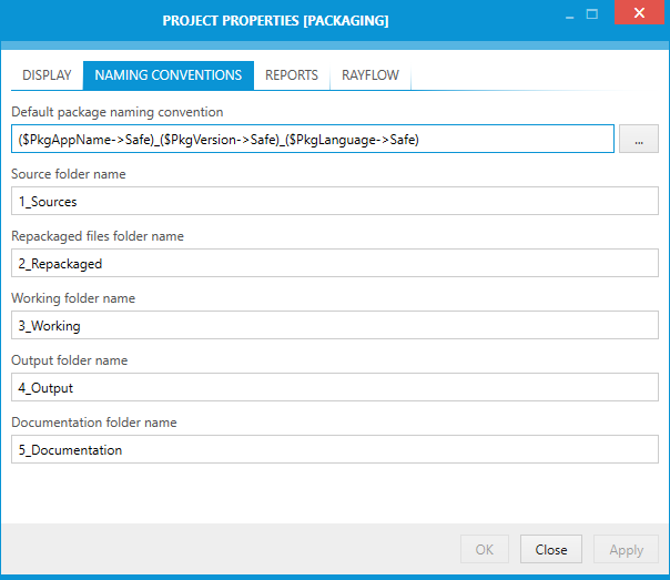 Project Properties PackBench new