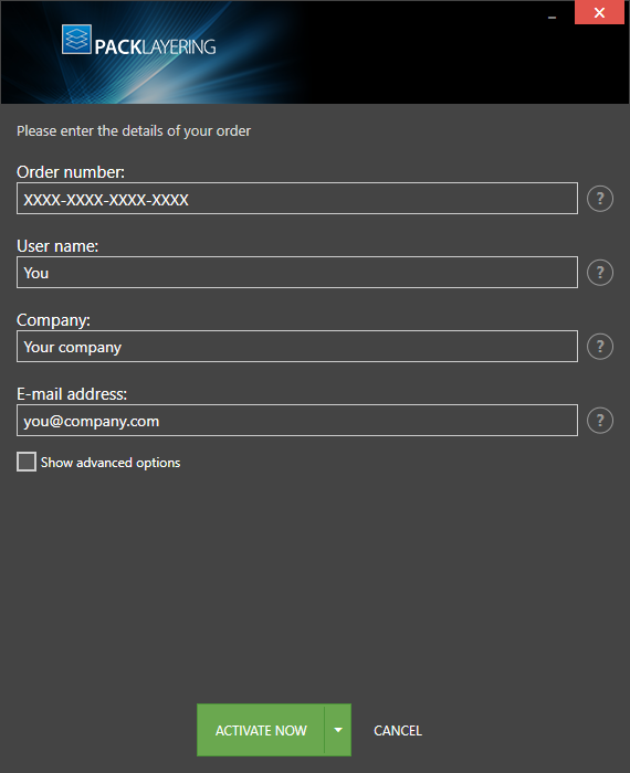 Activate by Order Number PackLayering