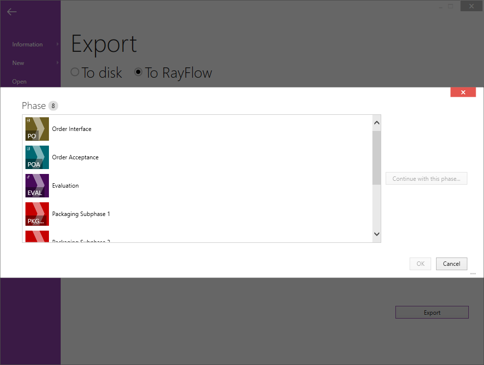 RayFlow Phases for Export Documents