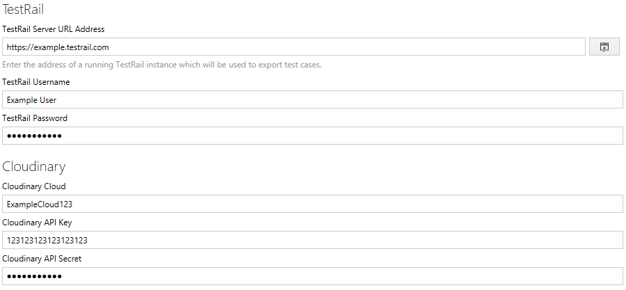 Settings Testrail Tab