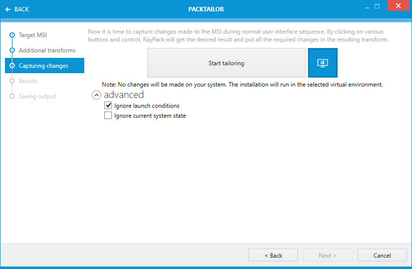 PackTailor - Capture changes