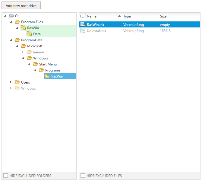 Files and Folders - TABLE view mode