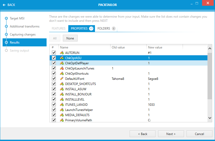 PackTailor - Ergebnisse - Features