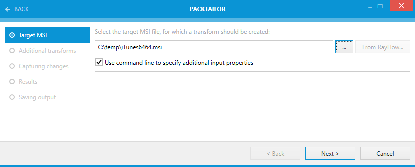 PackTailor - Target MSI file