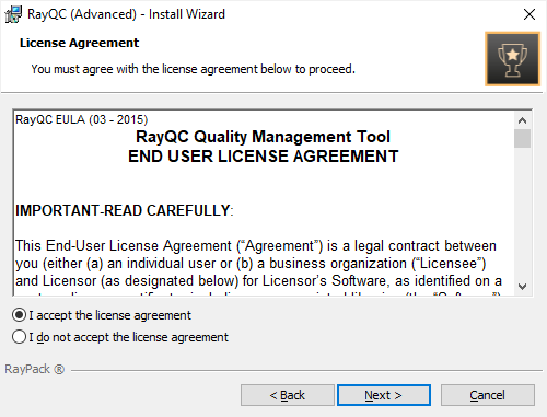 RayQC Advanced Install Step 02