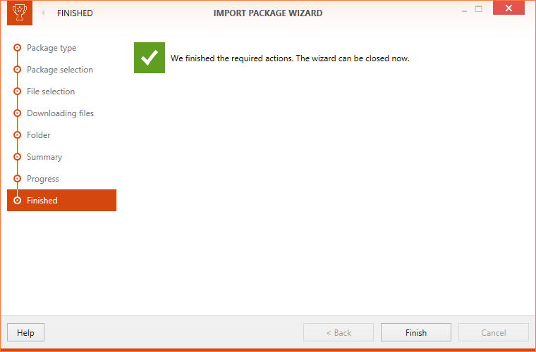 Import Package Wizard 07 Finished