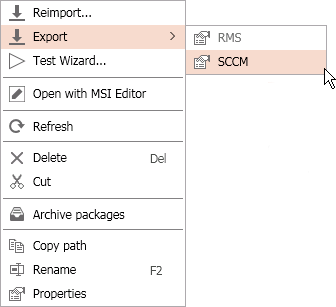 Export Context Menu