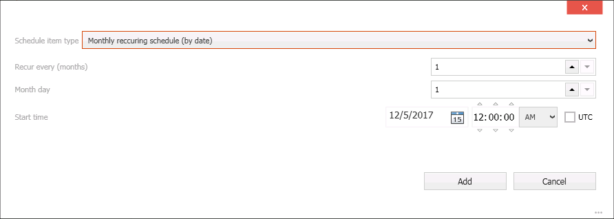 Monthly Recurring Schedule (by date)