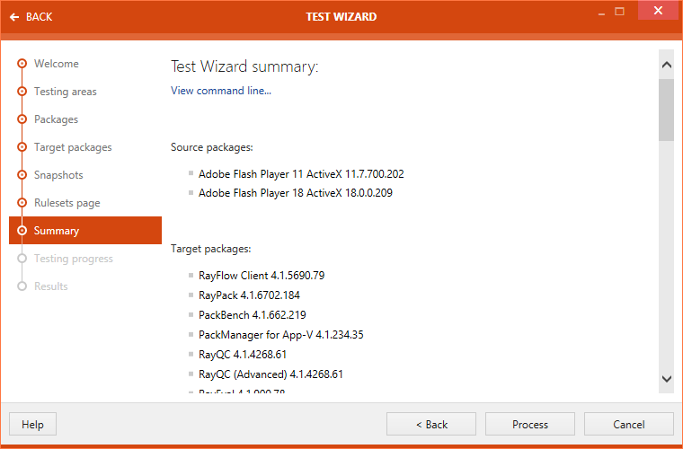 Summary Step Test Wizard Packages