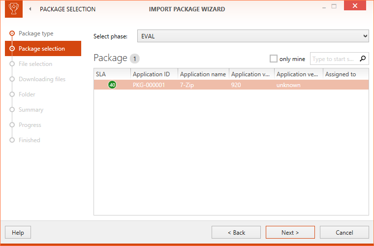 Import Package Wizard 02 Package Selection