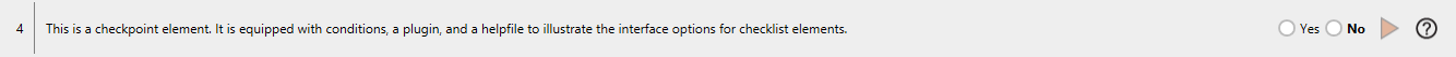 Checklist Viewer display of a Checkpoint element with switched value setting: No is the expected, correct result.