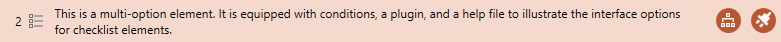 Multi-Option elements as they are displayed within the Checklist Editor interface. The background color may be white, light orange or orange due to the selection and hover state of the element.