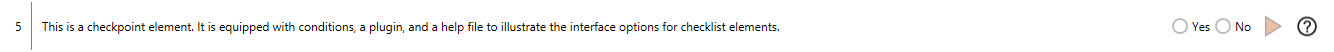 Checklist Viewer display of a Checkpoint element with don't evaluate setting: There is no explicit result expectation.