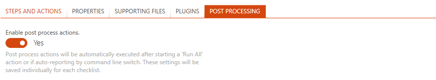 Post Processing Options for Checkslist