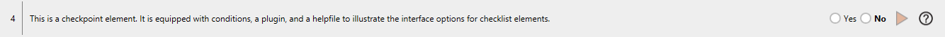 Ansicht des Checklist Viewers eines Checkpoint-Elements mit umgeschaltetem Wert: „Nein" ist das erwartete, korrekte Ergebnis.