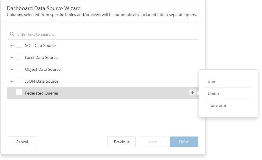 DashboardDataSourceWizardDataFederationQuery